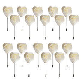 20 Pcs Crystal Cream Rose Boutonniere Pins for Men Weddings Lapel Pin for Groom Flower Brooches Supplies for Women Mens Brooch for Tie Collar Dress Suits Men'S Suit Clothes Accessories