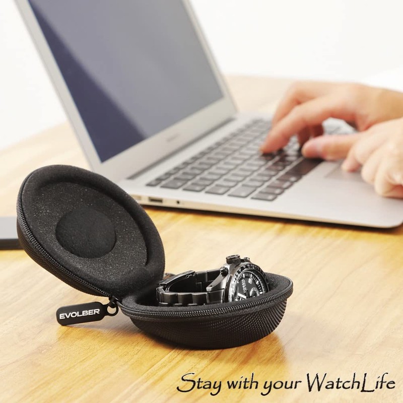 EVOLBER Single Watch Carrying Case, cool black, Modern