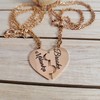 Customized NAME Puzzle Heart Pendant Necklace Interlocking Pair - A