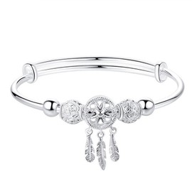 Salanda Silver plated Bangle, Fashion Simple Open Bracelet Jewelry Women Girls, cm, Sterling Silver, No Gemstone