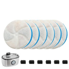 6Pcs Cat Water Fountain Filters, Cat Mate Filters, 6Pcs Activated Carbon Filter and 6Pcs Foam Filter, Pet Water Fountain Filters Replacement for Dwarfuarm Pet Water Fountain