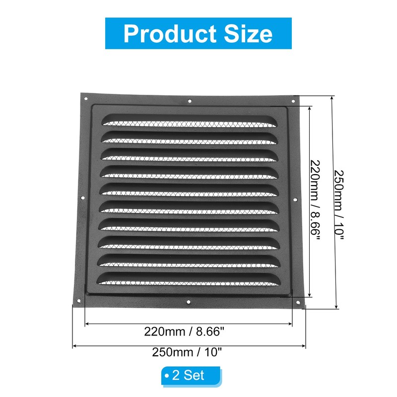 PATIKIL 10"x10" Stainless Steel Gable Vent, 2pcs Exterior Wall Outlet