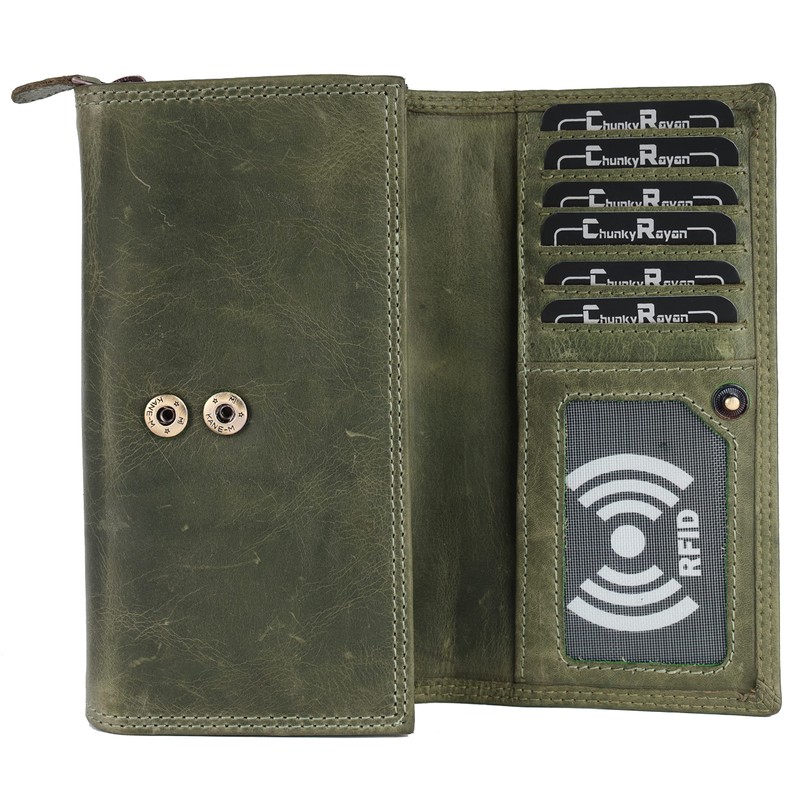Chunkyrayan Women’s Real Leather XXL Wallet, RFID Protection Including Leather