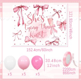She's Tying The Knot Bridal Shower Decorations Pink Bow Coquette Backdrop Banner Bachelorette Party Decor Pink Tying The Knot Wedding Party Supplies