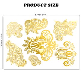 Qpout 12 Sheets Metallic Temporary Tattoos for Children Girls Women Gold Tattoos Waterproof Bronzing Tattoo Stickers Tribal Totem Butterfly Flower Tattoos