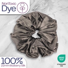 Celestial Silk Mulberry Silk Scrunchies for Hair (Oversized, Charcoal)