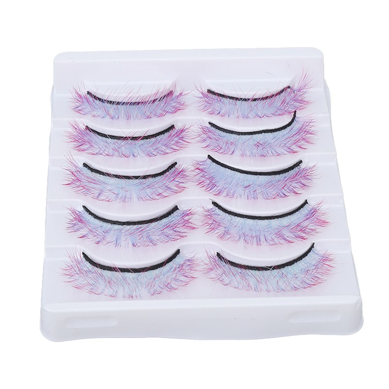 5pcs Colorful Eyelashes Dramatic Gradient Color False Eyelashes Fluffy 3D