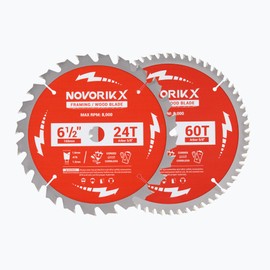 Circular Saw Blade 6-1/2" 24T&60T, Saw Blade with Arbor 5/8", ATB Circular Saw Blade, Professional for Wood Cutting, 2-Pack