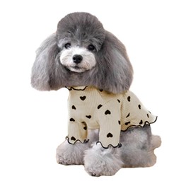 YBGGJO Dog Clothes, Heart Long Sleeve, Spring, Summer, Autumn, Winter, Dog Clothes, Long Sleeve, Cute, Stylish, Cats, Small Dogs, Medium Dogs, Pet Supplies (Beige, S)
