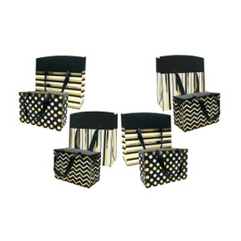 Gift Bags or Gift Boxes, Gold and Silver Polka Dots, Chevron and Stripes Design - Perfect for Party Favor Bags, Goody Bags, Holiday Gift Bags, Birthday Gift Bags and Wedding Gift Bags