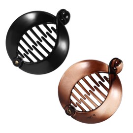 2 Pcs Small Banana Hair Clip for Women Round Plastic Fishtail Hair Clip Grips Non Slip Cute Durable and Styling Grips Ponytail Holder for Women Thick Thin Fine Hairs - Black & Brown