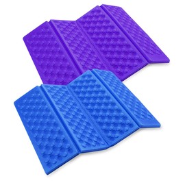 Foldable Seat Cushion, 2 Pcs Waterproof Foam Sitting Pad for Outdoor Camping, Hiking, Picnic (Blue & Purple
