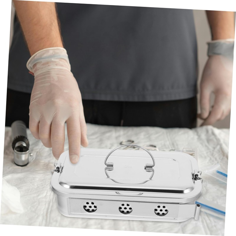 NIYANGLE Stainless Steel Medical Storage Case with Lid and Holes