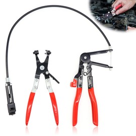 Forhandy Hose Clamp Pliers Set, Spring Band Clamp Pliers with Wire Shaft Hose Clamps Pliers with Straight Neck Ratchet Lock Function Clamp Pliers Car for Removal and Installation