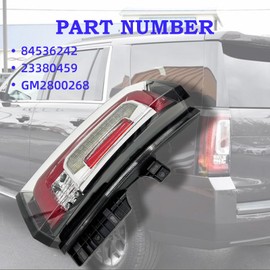 Tail Lights Assembly Compatible with 2015 2016 2017 2018 2019 2020GMC Yukon/Yukon XL LED Lens Taillights Brake Signal Assembly With Bulb, Left Driver Side, Replaces GM2800268 84536242 23380459, RED
