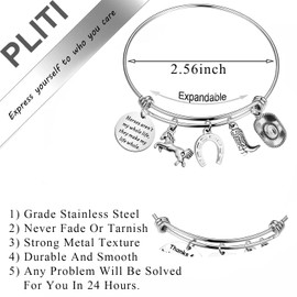 Cowgirl Jewelry Horse Charm Bracelet Horse Lover Equestrian Gift Horses Aren't My Whole Life They Make My Life Whole Horseshoe Charm Bangle (Horses whole life bgCA)