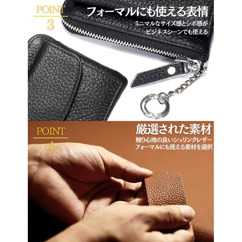 VEROMAN L-Shaped Travel Wallet, L-Shaped Mini Compact Wallet, Travel, Leather,