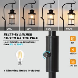 Asmymhd Vintage Dimmable Floor Lamp,Classical Lanterns Standing Lamp, Rustic Farmhouse Floor Lamp with Black Finish, for Living Room Bedroom,Bar,Basement.(Black)