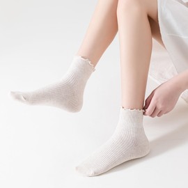 Mcool Mary Women's Ruffle Socks,Casual Ankle Cute Breathable Cool Knit Cotton Crew Frilly Sock 6 Pack