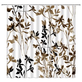 AYDSMYD Brown Black Leaf Shower Curtain for Bathroom,70x70 Inch