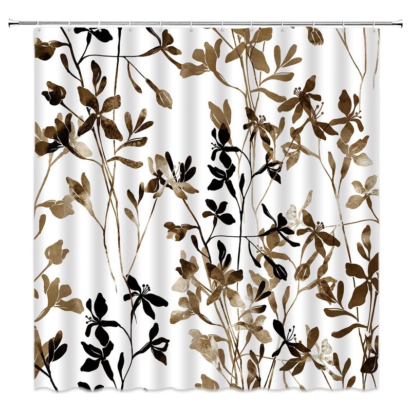 AYDSMYD Brown Black Leaf Shower Curtain for Bathroom,70x70 Inch