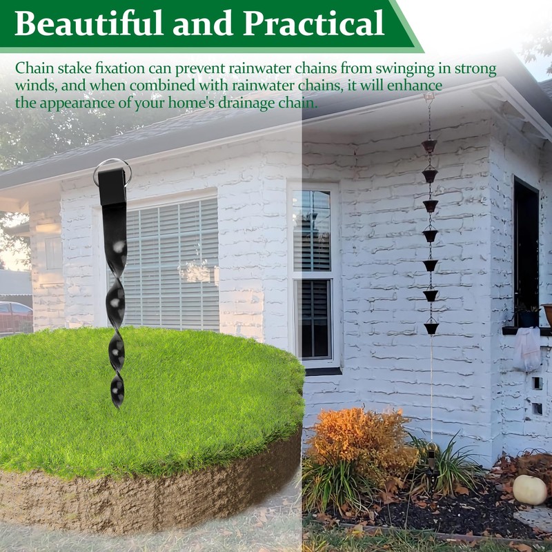 Rain Chains Direct Ground Anchor-13 Rain Chain Accessories for Eaves