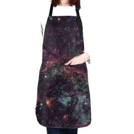 Duduho Galaxy Apron With Pockets, Men Women Bib Aprons For Home Kitchen Cooking Chef Waitress Crafting Gardening, Adjustable Waterproof Stain Resistant