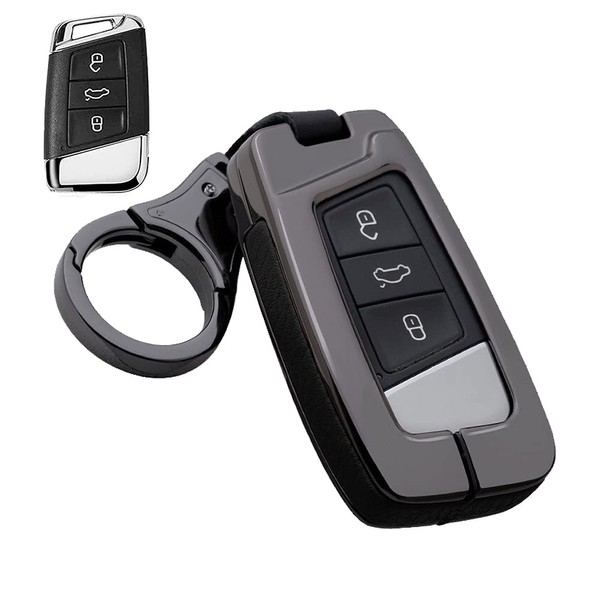 HIBEYO Car Key Case for VW Cover Leather Protective Case