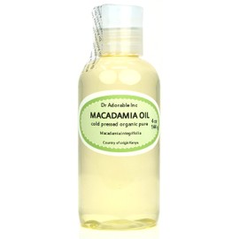 Dr Adorable - 4 oz - 100% Pure Natural Organic Cold Pressed Macadamia Nut Oil - Carrier Oil for Skin & Hair - Unisex - Adults