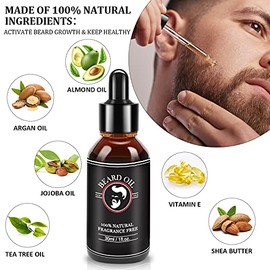 Kit de crecimiento de barba para hombres – Kit de aseo de barba con aceite para barba, bálsamo para barba, cepillo para barba, peine para barba, tijera, bolsa de almacenamiento, kit de cuidado de la barba regalos para hombres, papá, él, novio, hermano, marido