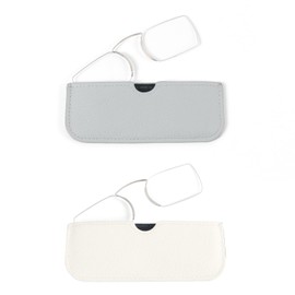 DXYXYO Mini Armless Reading Glasses for Women Men, 2 Pack Thin Legless Nose Clip Readers Compact with Small Portable Case, 1.0 Grey and Clear