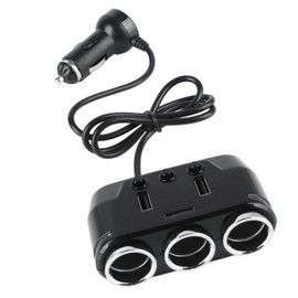 Adaptador de Encendedor de Cigarrillos Duradero de 12V a 24V para Coche, Divisor de 3 Enchufes con Puerto USB