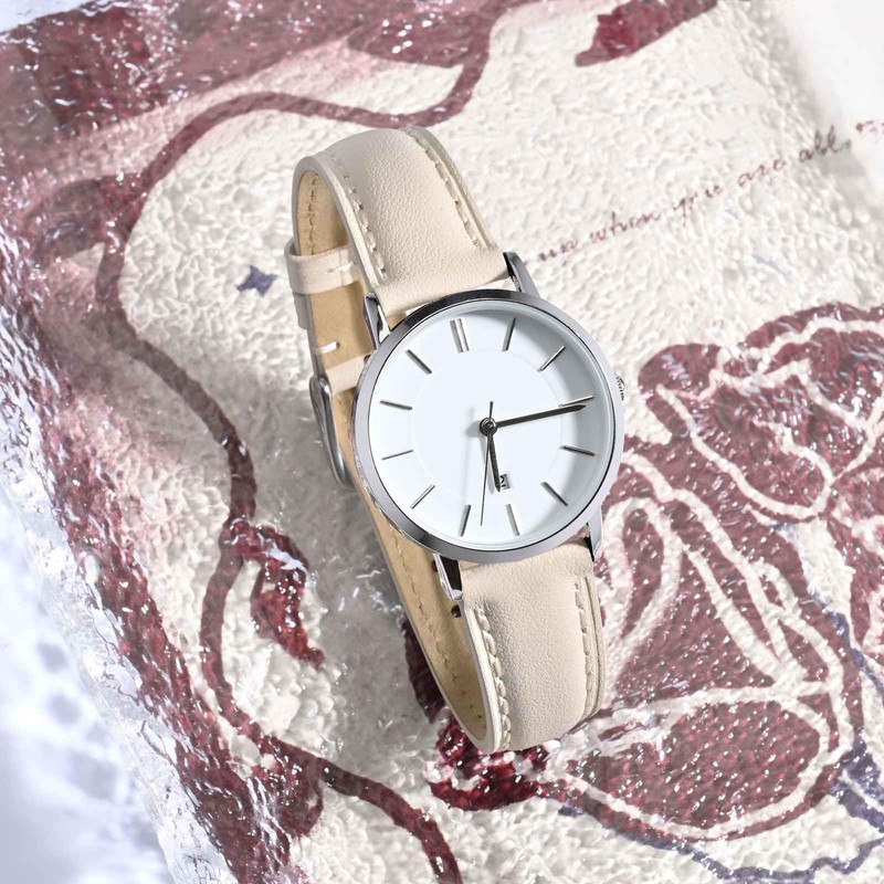 Anbeer Flat Thin Elegant Genuine Leather Watch Strap, Quick Release