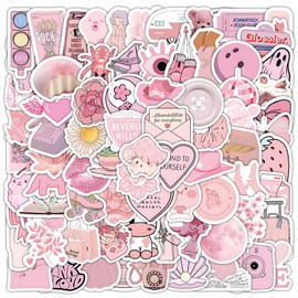 100Pcs Small Size Cute Pink Stickers, Coquette Stickers Packs for Water Bottle Mugs Laptops Phones Suitcases, Vinyl Waterproof Aesthetic Y2K Decals for Boys Girls Teens
