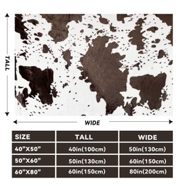 KIVEE Soft Cow Print Blanket - Western Room Decor Cow Gifts for Women Girls Soft Sofa Bed Throw Brown 50x60 Inch