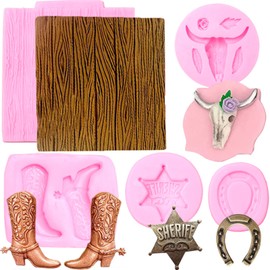 Moldes de silicona de cabeza de toro, 5 unidades, molde de fondant de corteza de herradura para decoración de pasteles, decoración de cupcakes, decoración de arcilla polimérica