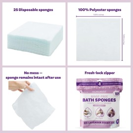 Scrubzz Disposable Rinse Free Bathing Sponges - Lavender, 75 Count
