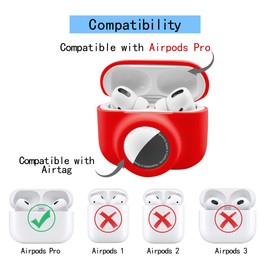 Funda protectora 2 en 1 compatible con Airpods Pro y Airtag Case Combo Set, soporte de silicona para rastreador GPS, suave, a prueba de golpes, antiarañazos, antipérdida (rojo)