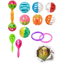 DIYUQISHI 12-Pack Bird Bell Ball Chew Toys, Non-Toxic PP, Cage Enrichment