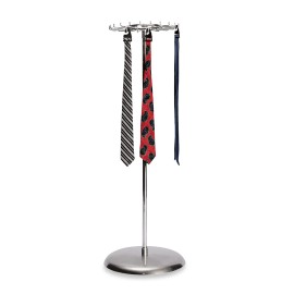 SSWBasics Revolving Belt, Scarf, and Tie Rack (Chrome) - Tie Organizer for Men