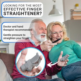 FingerPress Finger Straightener | PIP Extension Orthosis/Splint For Bent Fingers, PIP Flexion Contractures | Adjustable Joint Stretcher Device | Made in USA | Blue/X-Small