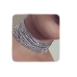 (Gold) - YERTTER Multi Layered Chain Crystal Rhinestone Choker Fully Diamond Statement Necklace Wedding Jewellery for Women and Girls (Gold)