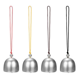 M METERXITY 1-Set Hanging Bells, Small Decorative Bells Wind Chimes Vintage Bell Jingle Bells for Christmas/Home/Window/Door/Garden Decor, Hanging Bell Pendant [Silver, 4 Color Ropes]