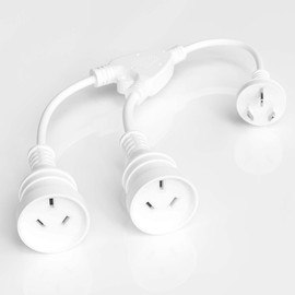 HITRENDS 1-to-2 Power Extension Cord 0.3M, Double Plug Australia Standard 3-Pin Plug Power Extension Lead Cord, 2500W, 250V, 10A, IP20, 3 x 1.5 mm², White