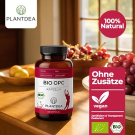 Bio OPC Kapseln I 500mg Tagesdosis I 60 Kapseln hochdosiert I laborgeprüft I Bio OPC Pulver I veganes Präparat I Ohne Zusätze I PlantDEA