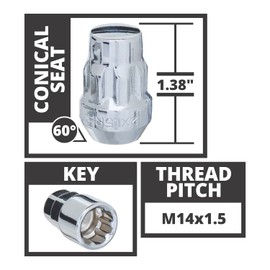 14X1.5 Bulge Acorn 1.38" Lock Set Clam Shell Chrome