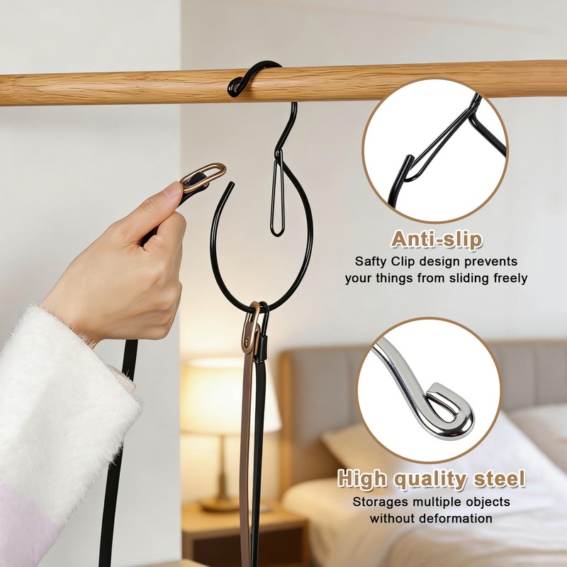 Vigorwise 4Pcs Hat Hanger & Belt Hanger with Safety Clip
