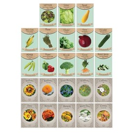 Ultimate Garden Seed Collection – 25 Seed Packets Including Sunflower Mammoth, Tomato Cherry, Marigold, Lettuce Buttercrunch, Cucumber, Pepper Keystone, Radish, and More – Perfect for Home Gardens