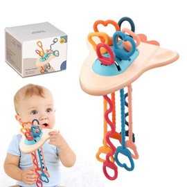 Baby Sensory Toys Spaceship Shaped Silicone Pull Activity Toy Travel Toys Birthday Christmas Gift for Boys Girls