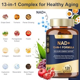 Totaria Suplemento de NAD para mujeres y hombres con nicotinamida, ribósido, resveratrol, quercetina y betaína. Aumenta los niveles de NAD+. Suplement